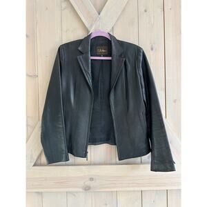 Cole Haan lamb skin black collared structured soft leather jacket women’s 6